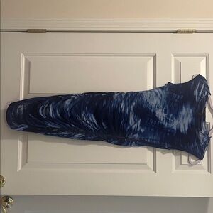 BCBGMaxAzria Blue and White Midi Dress